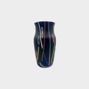 Vaso in vetro decorato VeArt Venezia, altezza 26 cm, design moderno - Bruno Gambone
