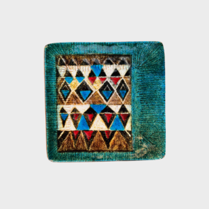 Svuotatasche in ceramica smaltata, geometrie policrome - Studio del Campo, 19,5x19,5 cm