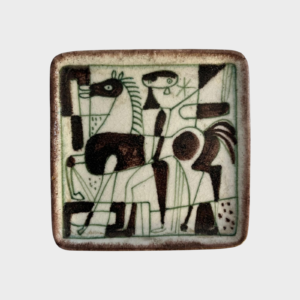 Opera in ceramica di Guido Gambone – Anni '50, decorazione a graffito, 20x20 cm